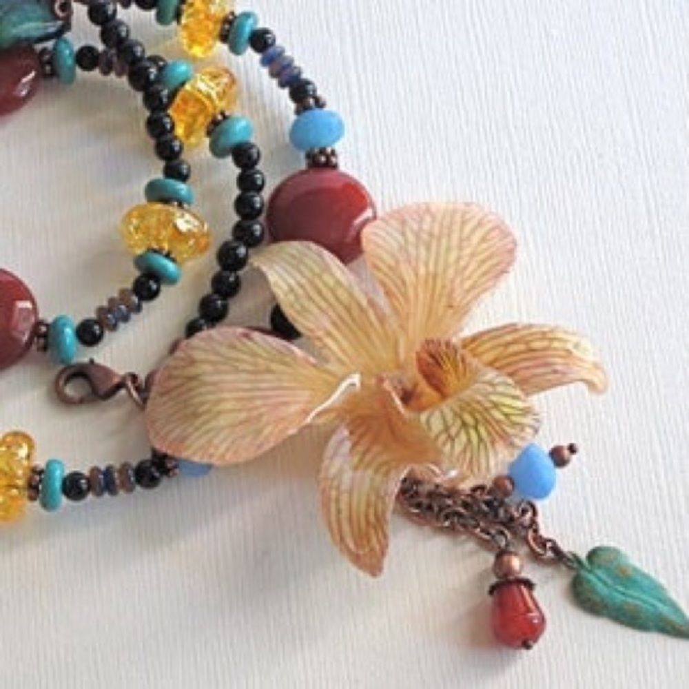 Real Orchid Statement Necklace